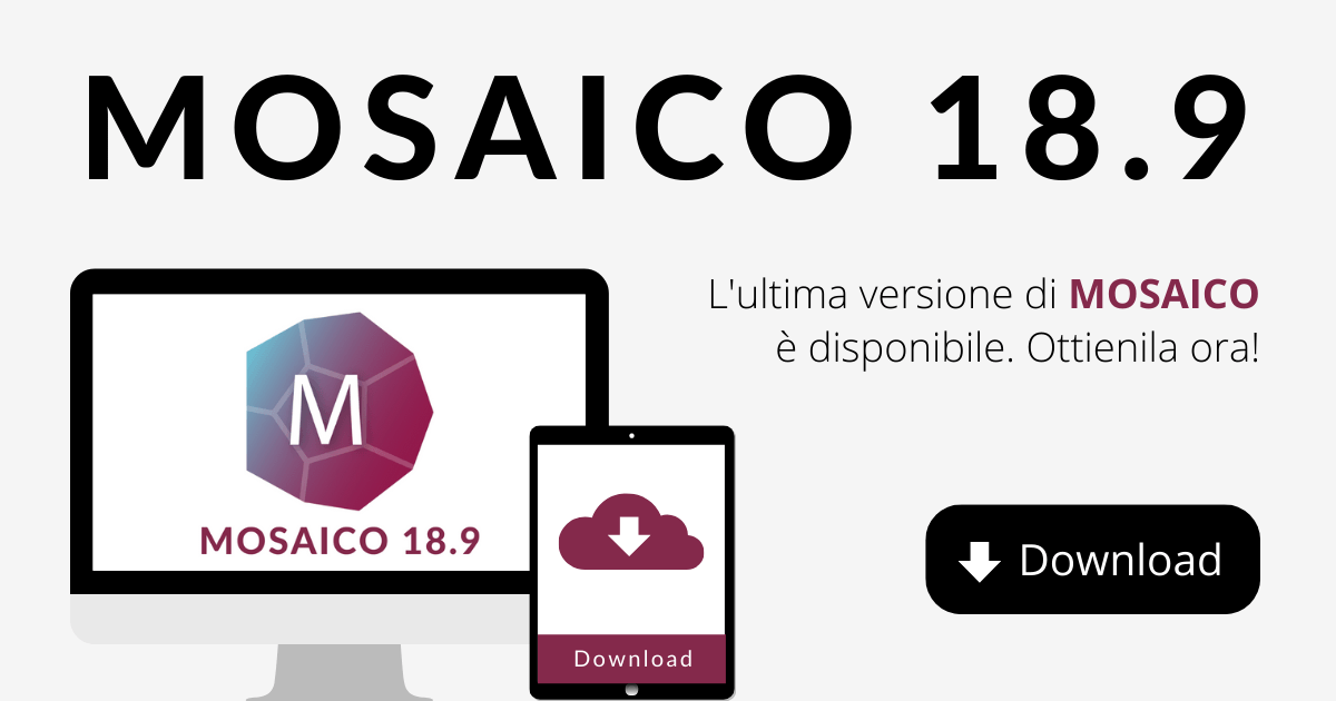 Un Computer, un tablet ed un bottone per ottenere la versione nuova di MOSAICO
